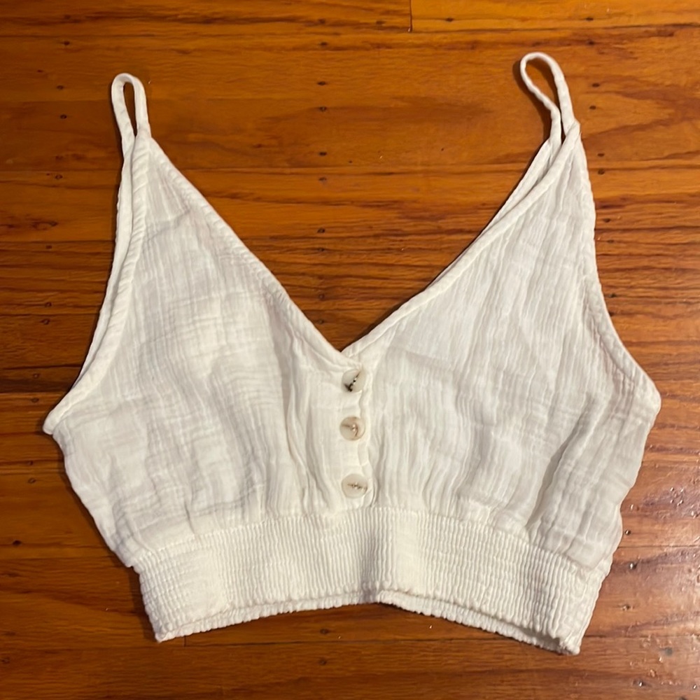 New Zara Cropped Cotton Tank White Size Small-Medium